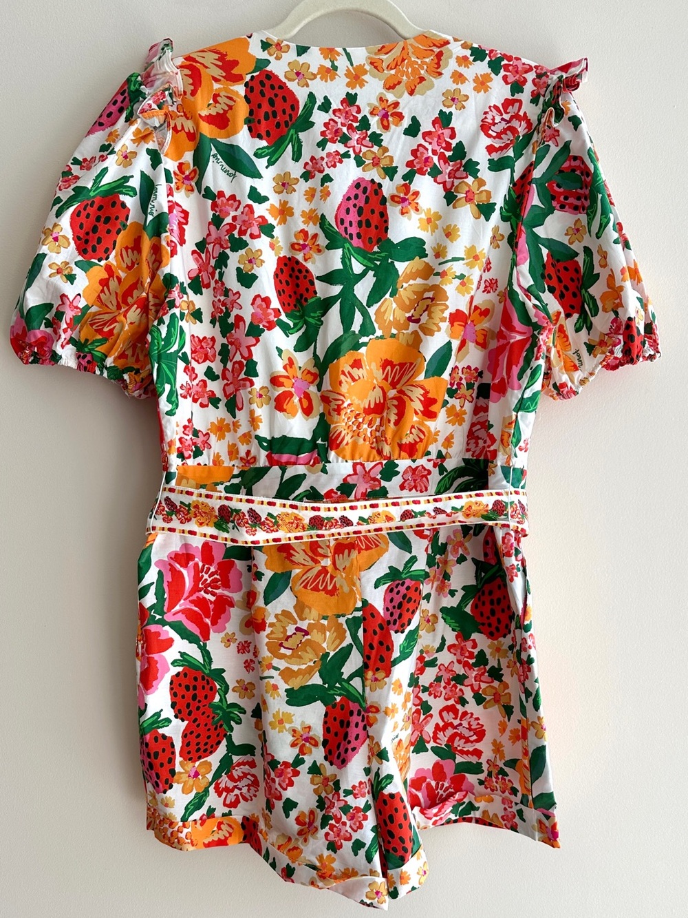 Farm Rio Flowerful Sketch Romper, Size XL, Summer Strawberry Print - Picture 15 of 16